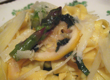 Fettucine with Ramps, Asparagus and Shaved Lemon